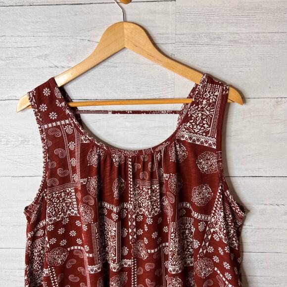 Natural Life Top Womens Size XS/S Rust Floral Paisley Bandana Print Tank Blouse - Picture 8 of 16